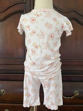 Chick Pea Girls Floral Pajama Set 4T Pink White Short Sleeve PJs